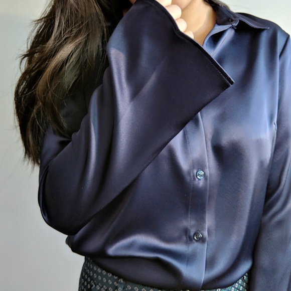 Drew Silk Navy Top - Picture 3 of 3